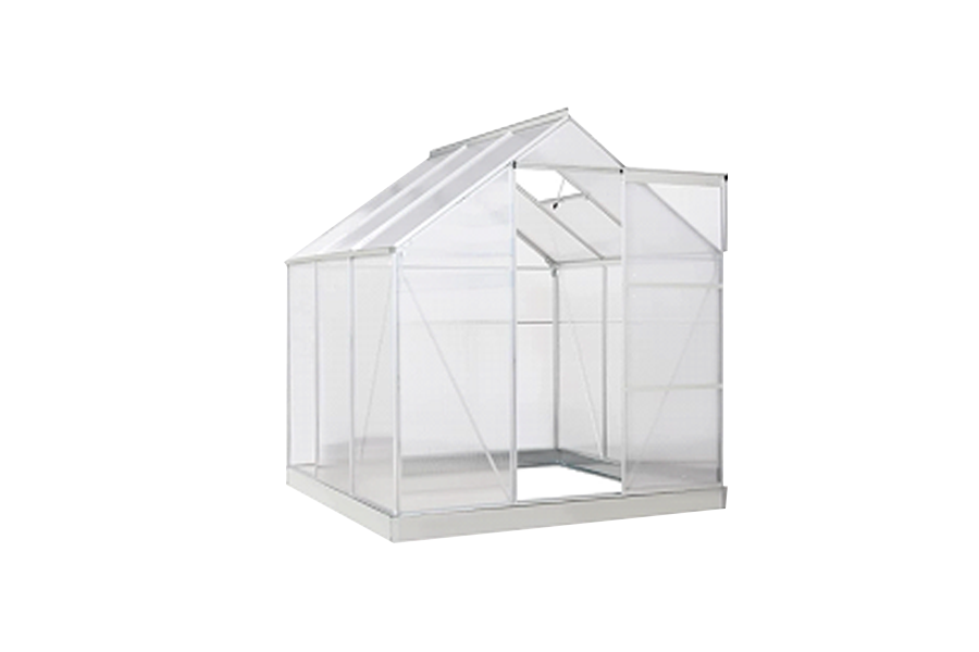 6' x 6' Hobby Greenhouse, Walk-in Polycarbonate Hot House Kit with Aluminum Frame, Sliding Door, Roof Vent, Silver