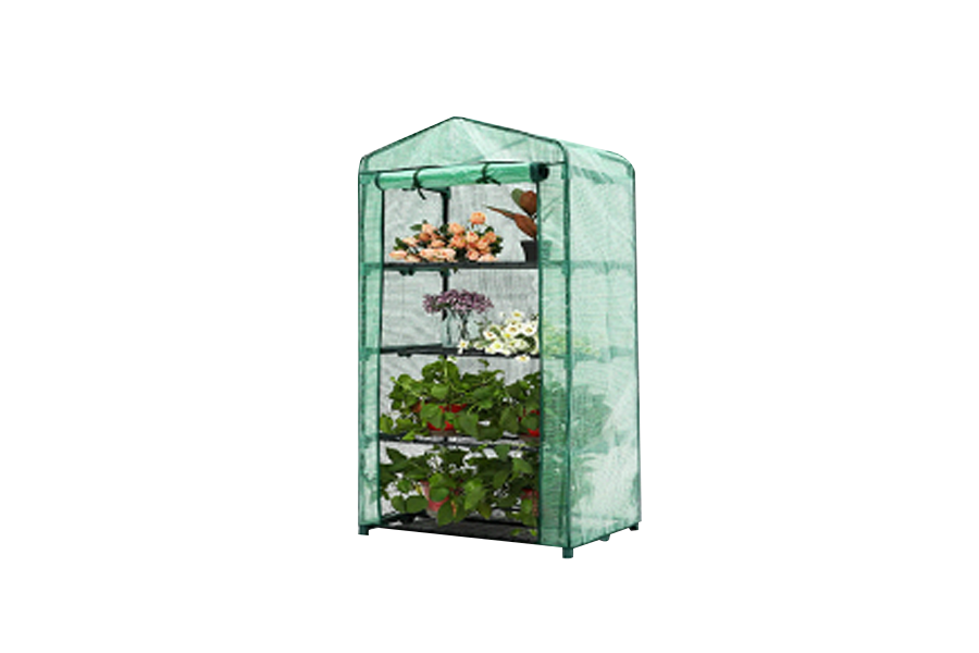 Mini Greenhouse, 4 Tiers Portable Gardening Greenhouse with Zippered Door for Indoor Outdoor Use (Green PE Cover)