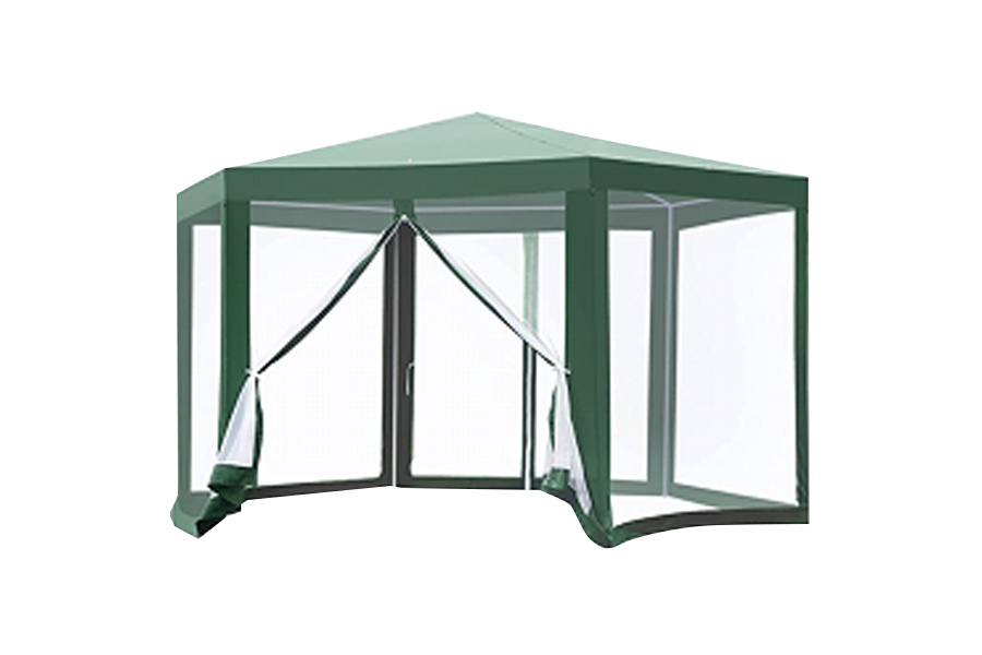 13ft x 13ft Outdoor Party Tent Hexagon Sun Shelter Canopy with Protective Mesh Screen Walls & Proper Sun Protection, Green