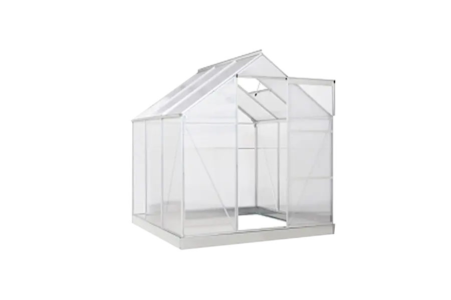 6' x 6' Hobby Greenhouse, Walk-in Polycarbonate Hot House Kit with Aluminum Frame, Sliding Door, Roof Vent, Silver